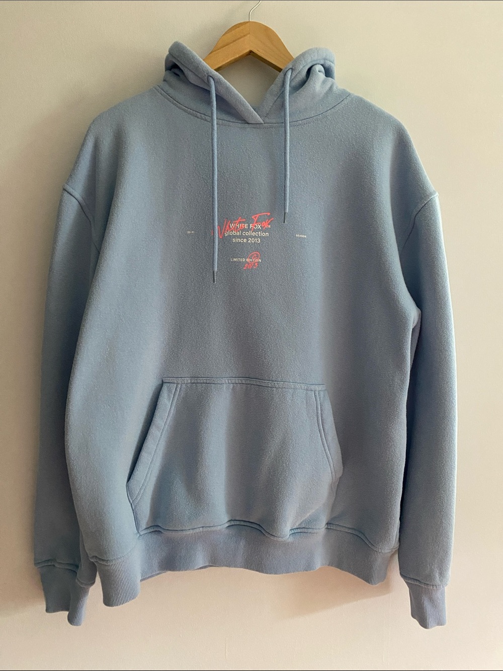 White Fox Light Blue Pullover Hoodie